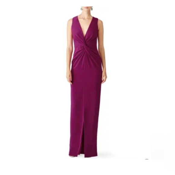 Badgley Mischka Orchid twist front gown maxi dress Sz 6 , 015 - Picture 1 of 4